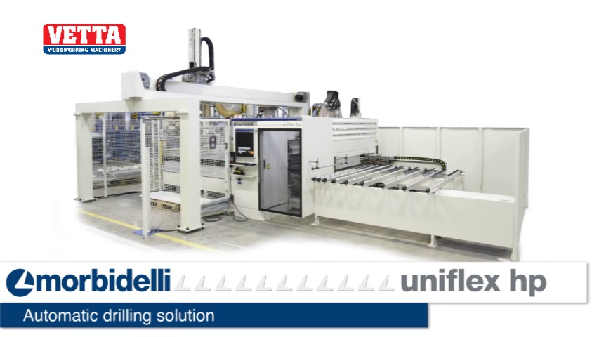 Máy khoan CNC SCM Morbidelli Uniflex HP với hệ thống nâng hạ tự động